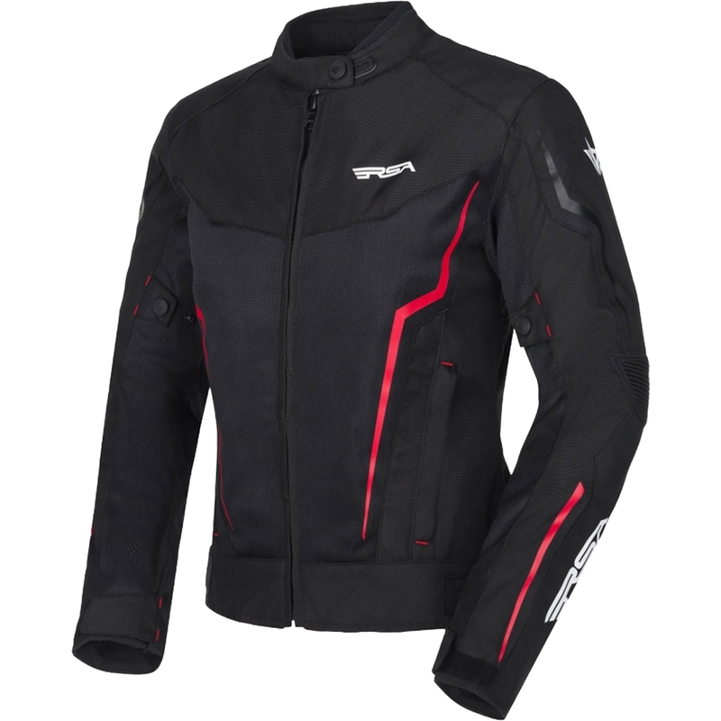 Giacca da moto RSA Bolt nera, bianca e rossa da donna