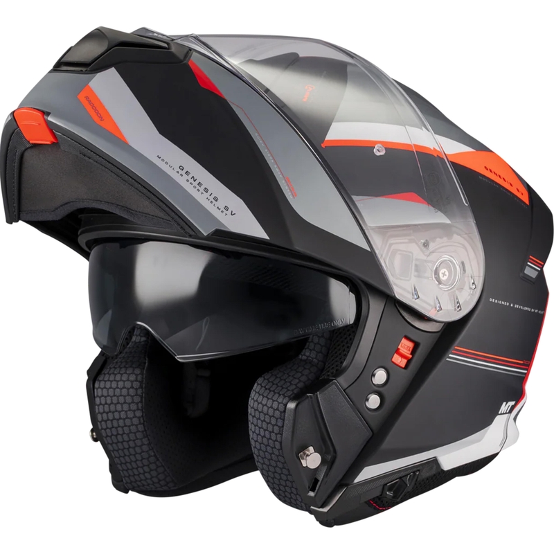 Casco da moto flip-up MT Genesis SV Raccoon B5 nero-rosso