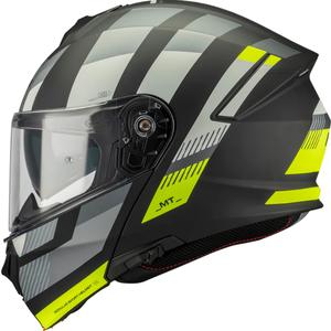 Casco moto apribile MT Genesis SV Stroke B13 nero opaco-grigio-giallo fluo