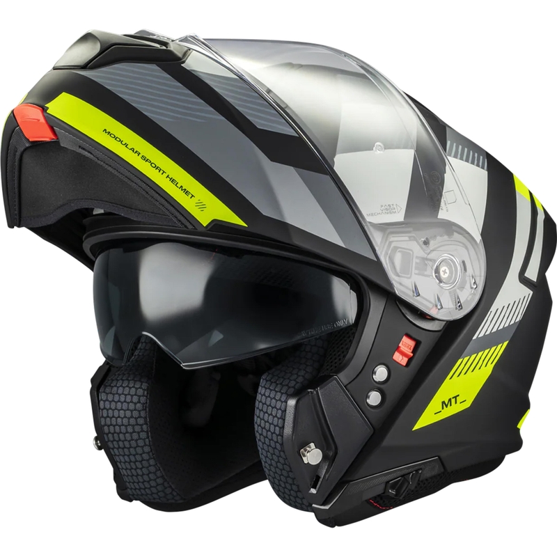 Casco moto apribile MT Genesis SV Stroke B13 nero opaco-grigio-giallo fluo