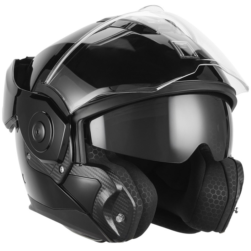 Casco da moto flip-up NOX PREMIUM Spinner nero
