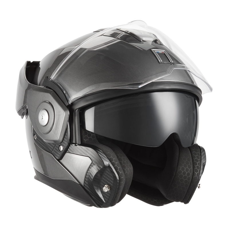 Casco da moto flip-up NOX PREMIUM Spinner, titanio opaco