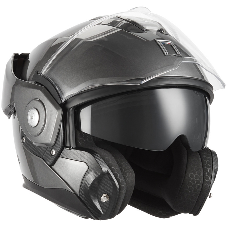Casco da moto flip-up NOX PREMIUM Spinner, titanio opaco
