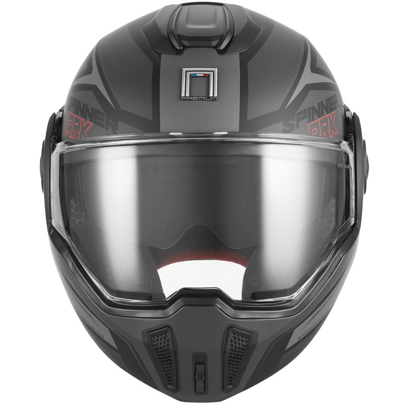 Casco da moto flip-up NOX PREMIUM Spinner Ark nero opaco-rosso