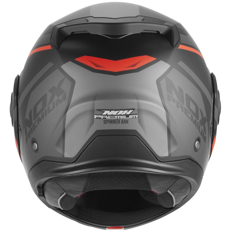 Casco da moto flip-up NOX PREMIUM Spinner Ark nero opaco-rosso