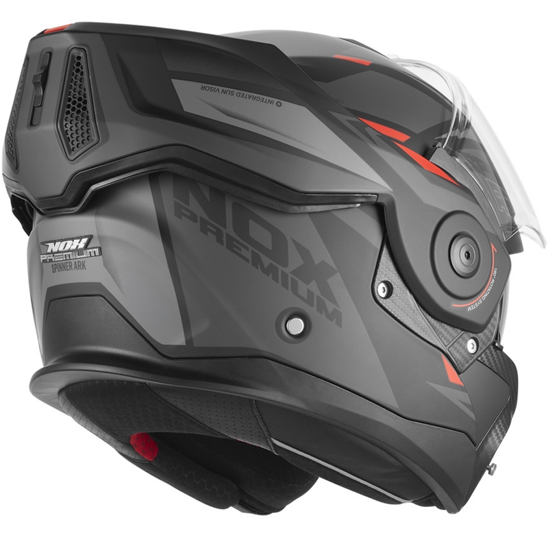 Casco da moto flip-up NOX PREMIUM Spinner Ark nero opaco-rosso