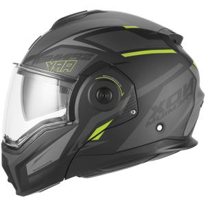 Casco da moto flip-up NOX PREMIUM Spinner Ark nero opaco-giallo fluo