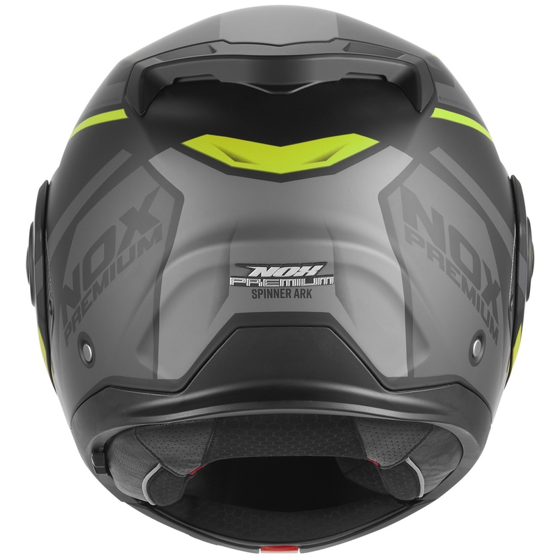 Casco da moto flip-up NOX PREMIUM Spinner Ark nero opaco-giallo fluo