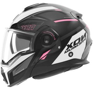 Casco da moto flip-up NOX PREMIUM Spinner nero-bianco-rosa