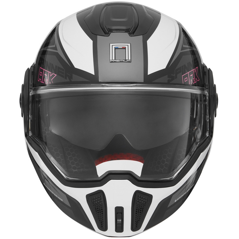 Casco da moto flip-up NOX PREMIUM Spinner nero-bianco-rosa