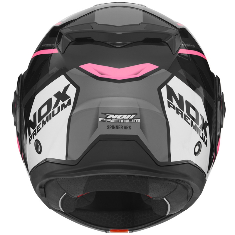 Casco da moto flip-up NOX PREMIUM Spinner nero-bianco-rosa