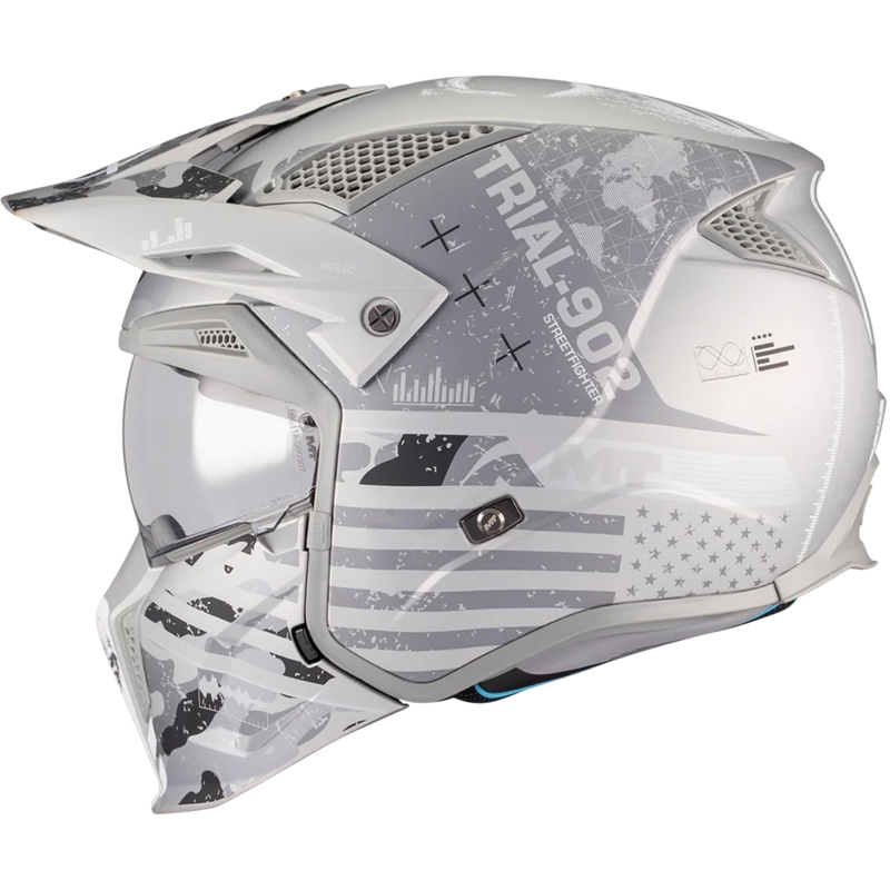 Casco modulare da moto MT Streetfighter SV S Belic A2 bianco-grigio opaco