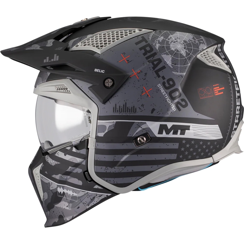 Casco modulare da moto MT Streetfighter SV S Belic B2 nero opaco-grigio