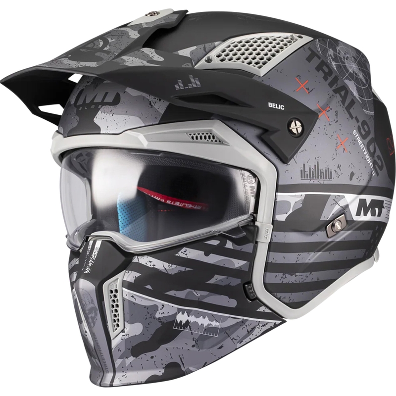Casco modulare da moto MT Streetfighter SV S Belic B2 nero opaco-grigio