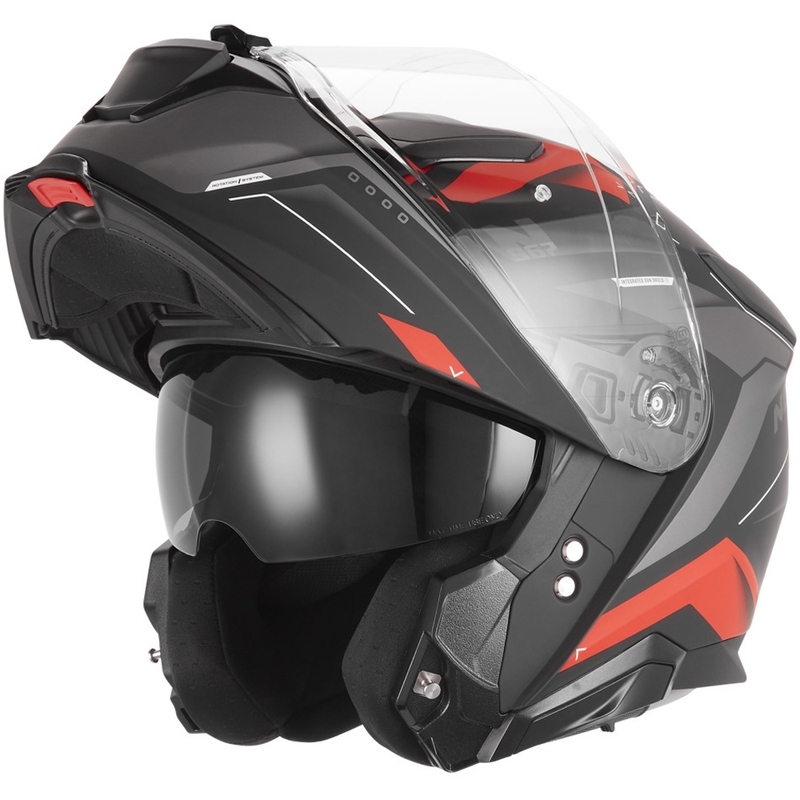 Casco moto flip-up NOX N967 Conquer nero opaco-rosso