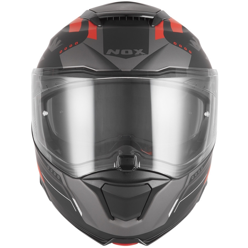 Casco moto flip-up NOX N967 Conquer nero opaco-rosso