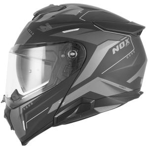 Casco moto flip-up NOX N967 Conquer nero opaco-argento