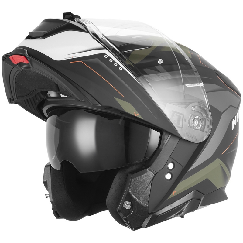 Casco da moto flip-up NOX N967 Conquer nero opaco-kaki-arancione