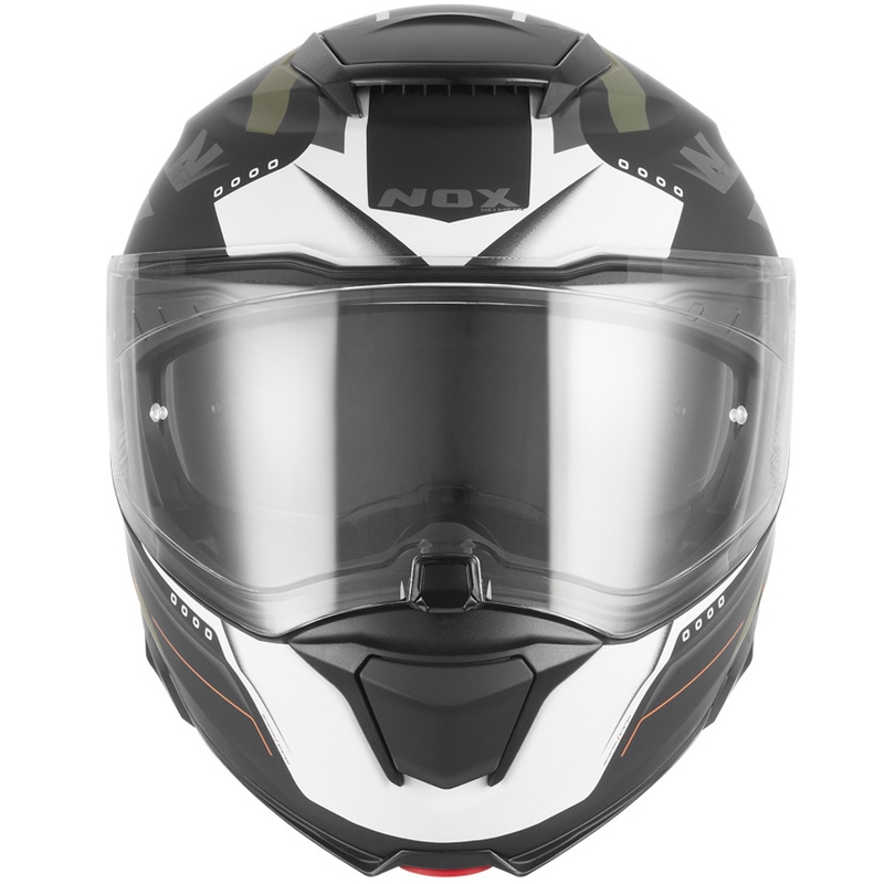 Casco da moto flip-up NOX N967 Conquer nero opaco-kaki-arancione