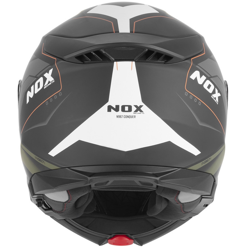 Casco da moto flip-up NOX N967 Conquer nero opaco-kaki-arancione