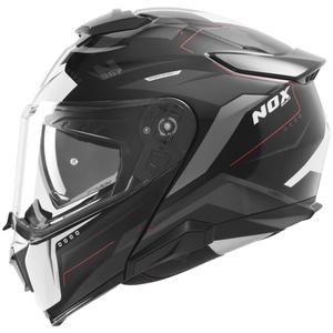 Casco moto flip-up NOX N967 Conquer nero opaco-bianco-rosso
