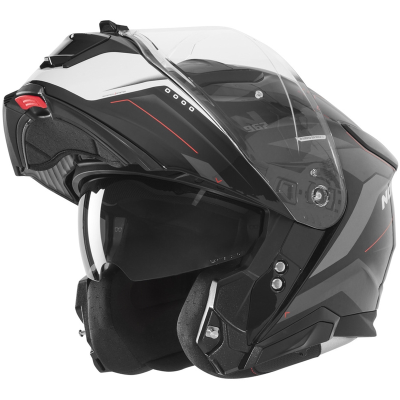 Casco moto flip-up NOX N967 Conquer nero opaco-bianco-rosso