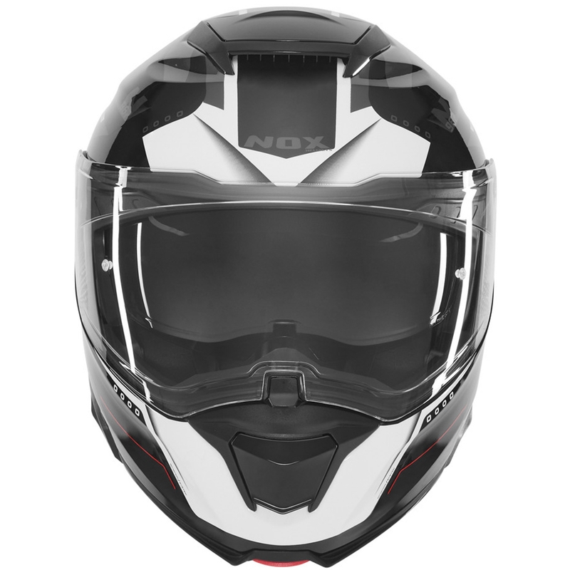 Casco moto flip-up NOX N967 Conquer nero opaco-bianco-rosso
