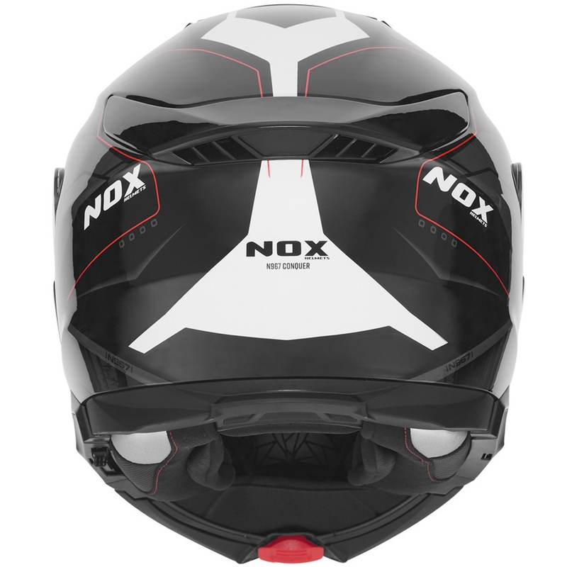 Casco moto flip-up NOX N967 Conquer nero opaco-bianco-rosso