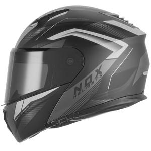 Casco moto flip-up NOX N968 Shift nero opaco-argento