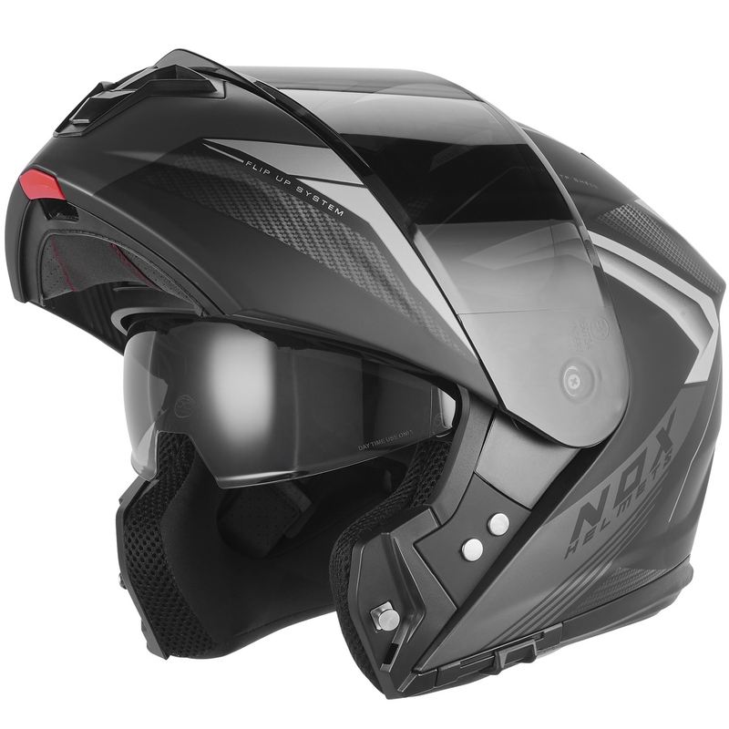 Casco moto flip-up NOX N968 Shift nero opaco-argento