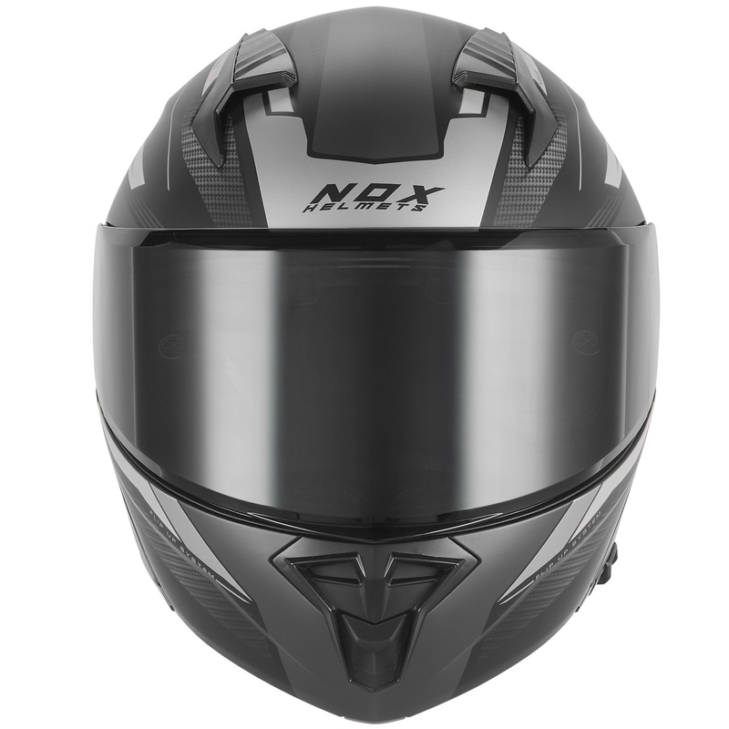 Casco moto flip-up NOX N968 Shift nero opaco-argento