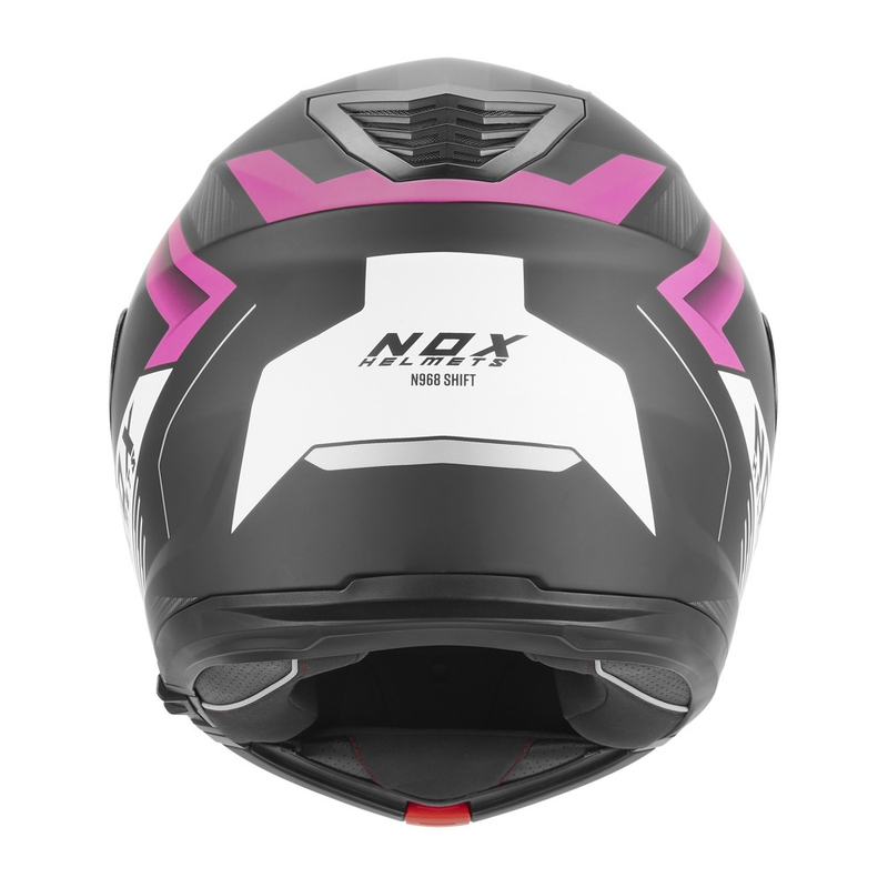 Casco moto flip-up NOX N968 Shift nero opaco-bianco-rosa