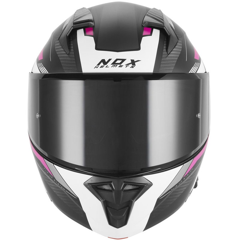 Casco moto flip-up NOX N968 Shift nero opaco-bianco-rosa