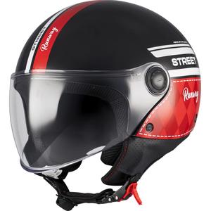 Casco da moto jet MT Street S Runway B5 nero-rosso