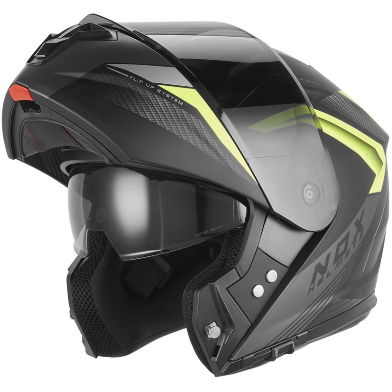 Casco moto modulare NOX N968 Shift nero opaco-giallo fluo