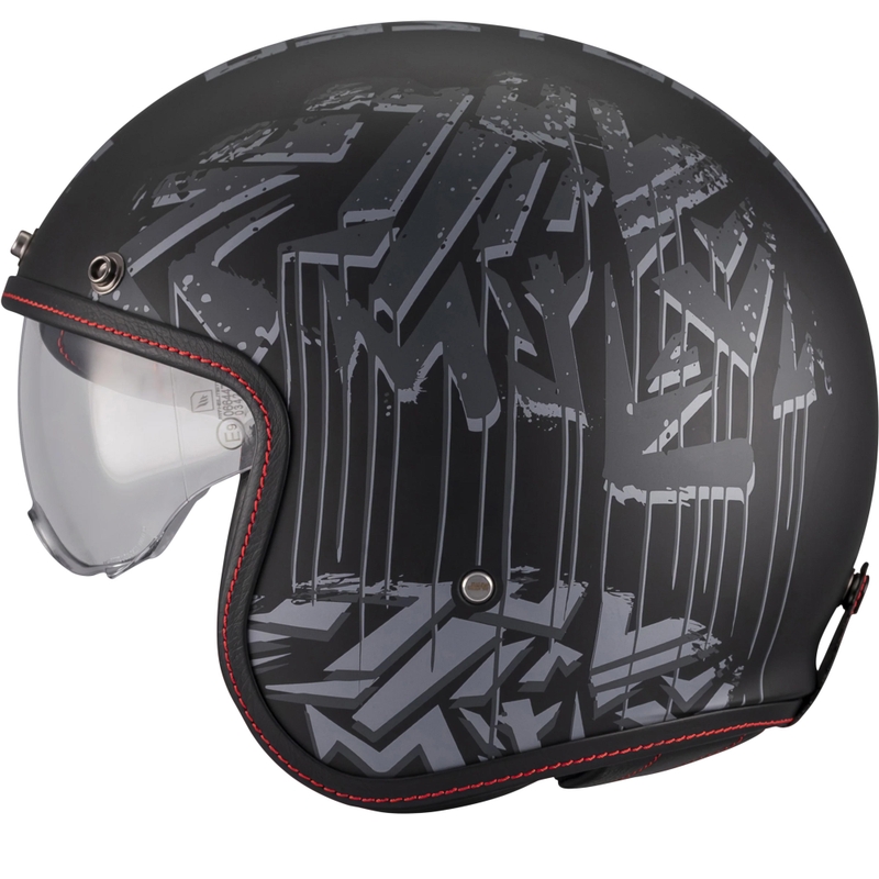 Casco da moto aperto MT Lemans 2 SV S Dystopic B12 nero opaco-grigio