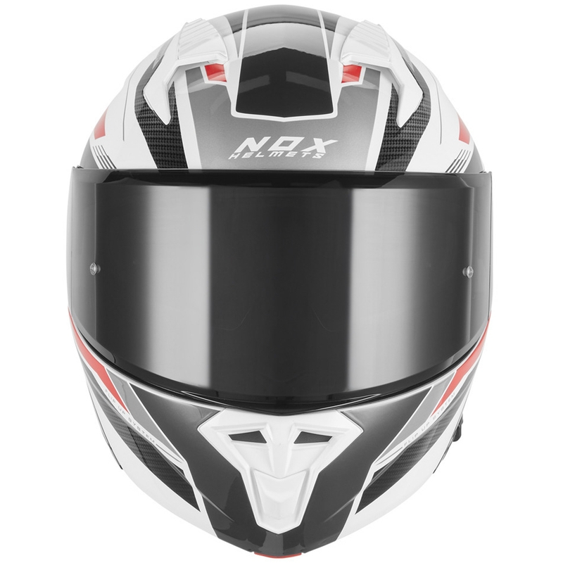 Casco moto flip-up NOX N968 Shift bianco-rosso