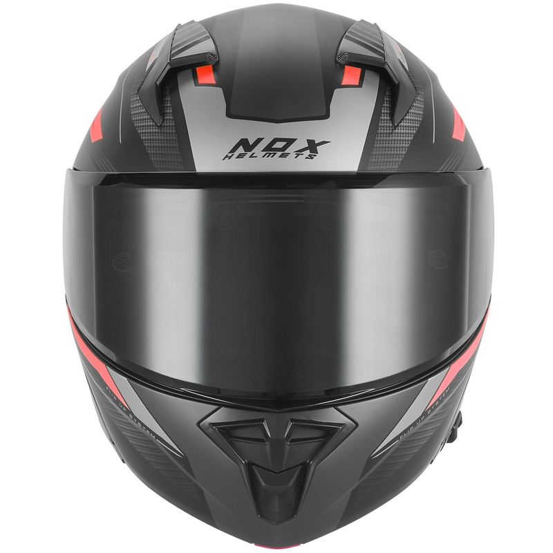 Casco moto flip-up NOX N968 Shift nero opaco-rosso