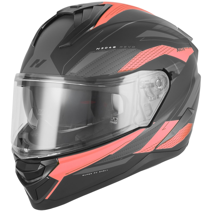 Casco integrale da moto NOX N304-S REVO nero opaco-rosso