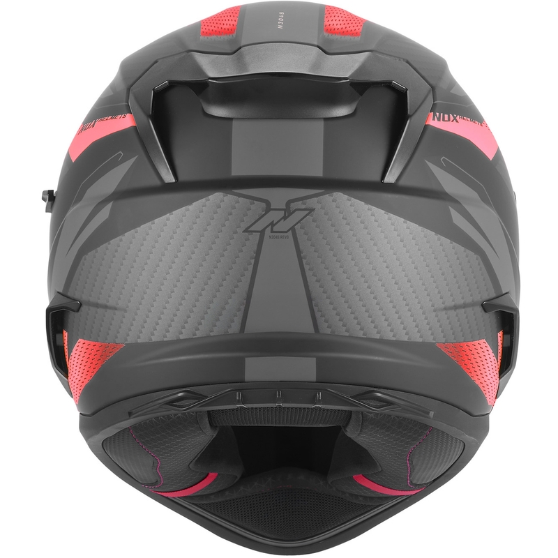 Casco integrale da moto NOX N304-S REVO nero opaco-rosso