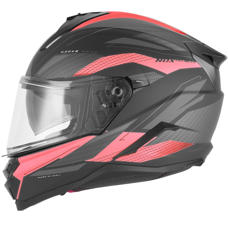 Casco integrale da moto NOX N304-S REVO nero opaco-rosso