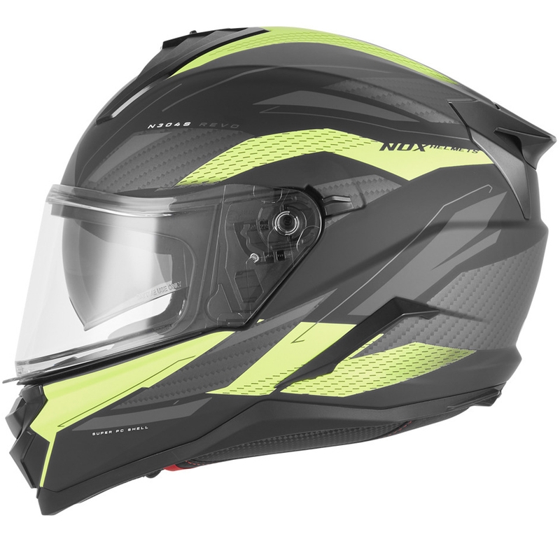 Casco integrale da moto NOX N304-S REVO nero opaco-giallo fluo