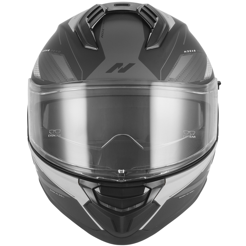 Casco integrale da moto NOX N304-S REVO nero opaco-argento