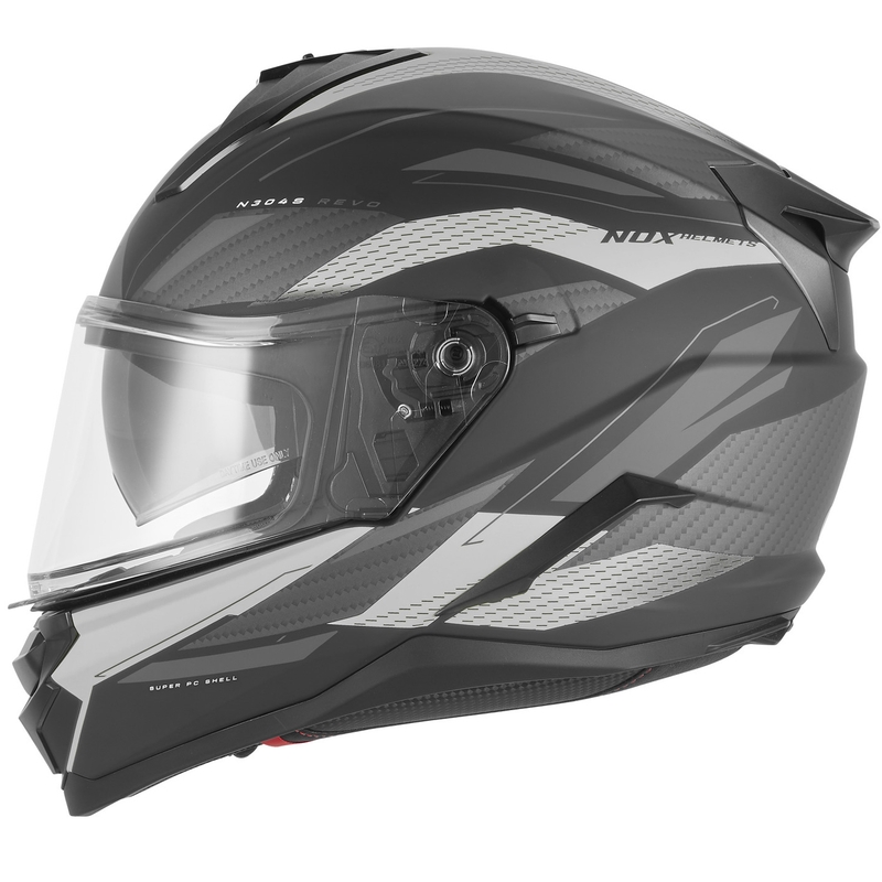 Casco integrale da moto NOX N304-S REVO nero opaco-argento