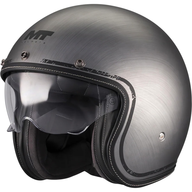 Casco da moto jet MT Lemans 2 SV S Brushed A2 grigio opaco