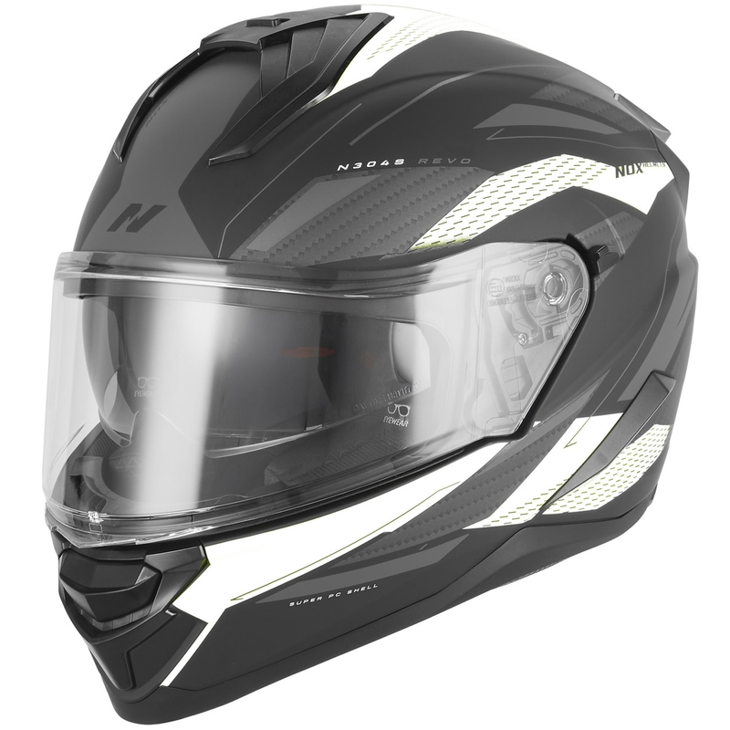 Casco integrale da moto NOX N304-S REVO nero opaco-bianco