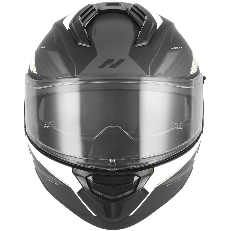 Casco integrale da moto NOX N304-S REVO nero opaco-bianco