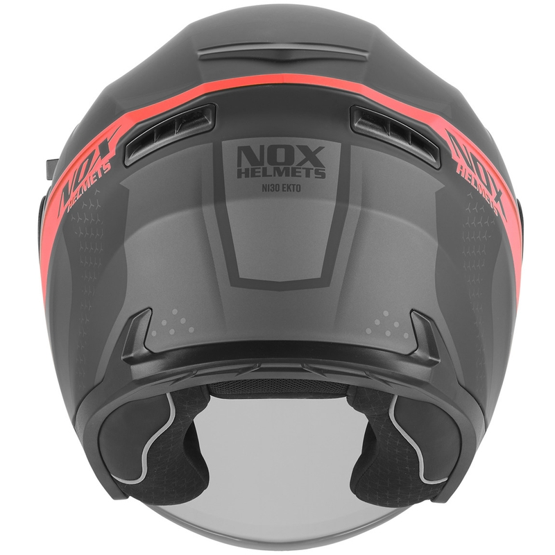 Casco da moto jet NOX N130 EKTO nero opaco-rosso
