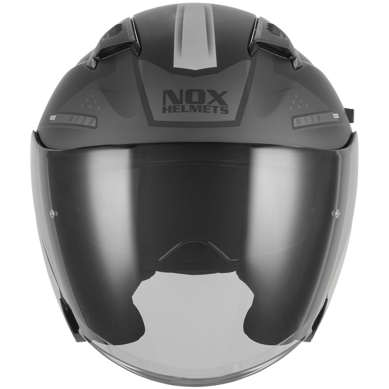 Casco da moto jet NOX N130 EKTO nero opaco-argento