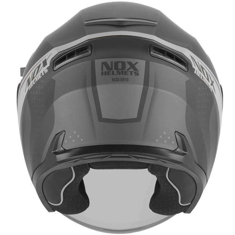 Casco da moto jet NOX N130 EKTO nero opaco-argento